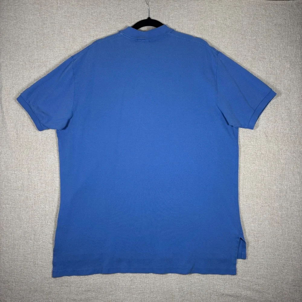 Vintage Polo Ralph Lauren Men XL Blue Cotton Short Sleeve Yellow Pony Polo Shirt